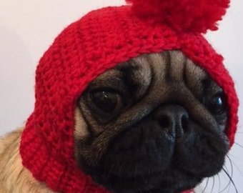 Pug Hat - Pug Balaclava - Pug Bobble Hat - Pet Clothes - Dog Clothing - Dog Hat