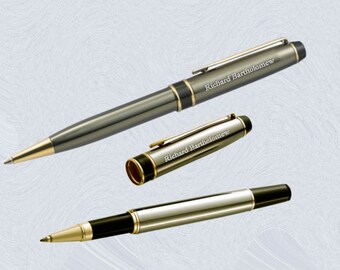 Personalized Engraved Rollerball & Pen Set custom engraved Gunmetal 3333Set for groomsmen, father, graduation, executive gifts