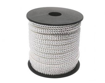 3 m white suede double Rivets Silver 5mm