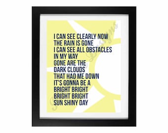 I Can See Clearly Now by Johnny Nash | The Sunshine Collection: Printable No. 4 - INSTANT DOWNLOAD