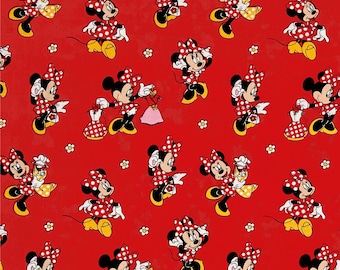 Disney's Minnie Mouse Loves Dresses on Red from Springs Creative - 100% Cotton