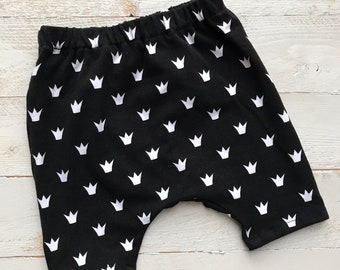 Sarouel Short / harems / goutte entrejambe Short / Short / Short pour bébé / enfant en bas âge shorts Black Short / Short en monochrome / tendance Short - couronnes