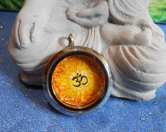 Buddhist OM, 30 mm stainless steel pendant