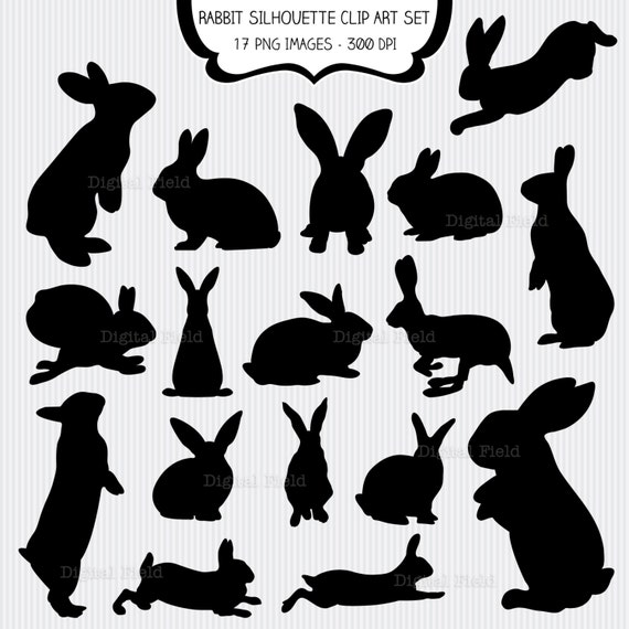 Download Rabbit Silhouette Clip Art Set Easter bunny printable