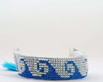 Hand Embroidered Cuff Bracelet - Waves