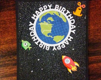 Out of this World birthday handmade card birthday card for kid birthday personalized card handmade custom birthday card greeting card