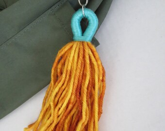 Wrapped Yellow Tassel Keychain / Purse Charm