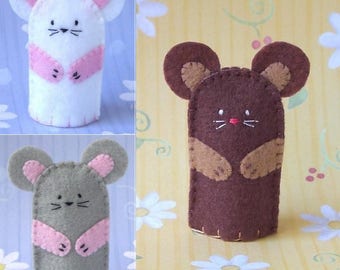 Mouse Finger Puppet - Select a Color - Brown Mouse Grey Mouse White Mouse Felt Puppet - Felt Finger Puppet Mouse Puppet