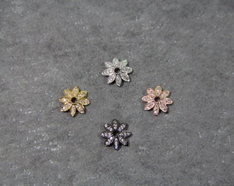CZ Micro Pave 10mm Flower Bead Cap