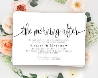 Morning after wedding brunch invitations Post wedding brunch invitation Editable invitation template Printable invitation templates #vm41