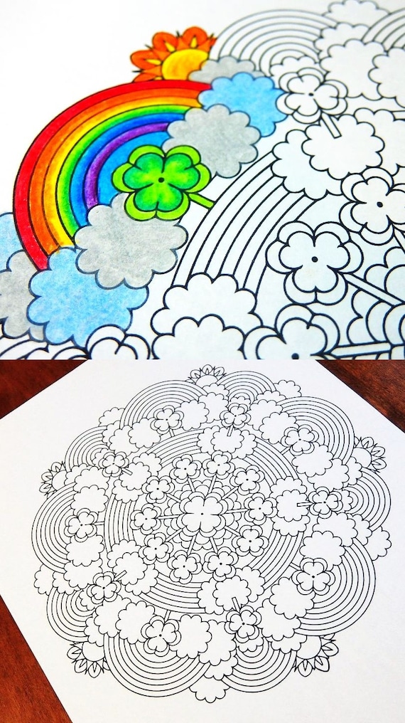 rainbow page coloring printable Coloring Mandala March St Day Page Patrick's rainbow page coloring printable Coloring Mandala March St Day Page Patrick's
