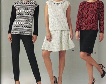 Simplicity 1255 Womens Top in Variations, Fit or Flared Skirt and PantsSize 20,22,24,26,28 UNCUT