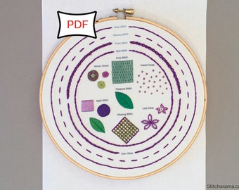 Embroidery Stitch Sampler • PDF Download • Embroidery Sampler Pattern Digital Download