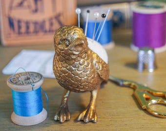 Bird Pincushion - Gold Pewter