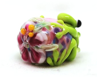 made to order Margo lampwork beads flowery frog