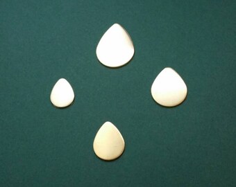 Small 1/2" TEAR DROP NUGOLD 18g. sets of 5 stamping discs, stamping blank, etching, metal supply shop, jewelry, handstamping blanks