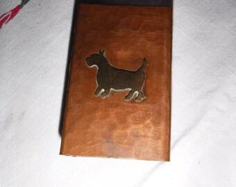 Scottie Dog Vintage Copper Match Box/ Match Holder, Case, Small Storage