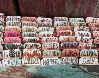 Full set of Single or Double sided Handwritten Vintage Bible tabs w/Clear Laminating Stickers