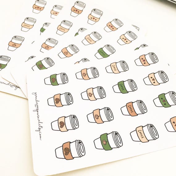 cute coffee cup stickers mini sticker sheet bullet journal