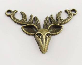 Bronze 4 connectors metal deer head