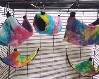 Rat hammock XL 5 pc set - rat bed, rat cage set, rat hammocks, rat accessories, pet rat, small pet bed, fleece hammock, cheap rat hammock