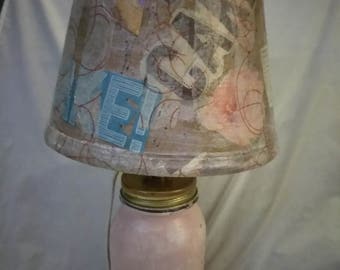 Hand crafted decoupage lamp shade with distressed chalk painted Ball Mason Jar 'CAKE' recipes, pics, cupcake, cake, shabby chic