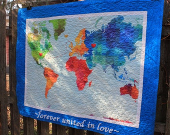 Custom World Map Quilt // Gender Neutral Quilt // Toddler Quilt // Baby Quilt // Baby Boy Quilt // Baby Girl Quilt // Baby Gift