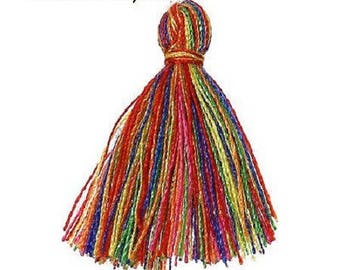 10 tassels cotton yarn multicolored 2 cm
