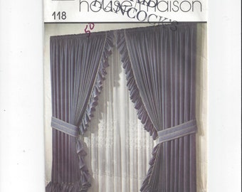 Simplicity House 118 Pattern for 10 Window Treatments, Shirred, Theatre, 4 Shades, Criss Cross, Cafe, Opera, Tab, From 1985, Vintage Pattern