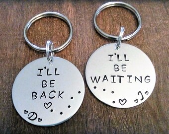 Set of 2,Couples Key Chains,Distance Keychains,Deployment Keychain,Deployment Gift,Police Officer Gift,Army,Navy,Air Force,Marines gift