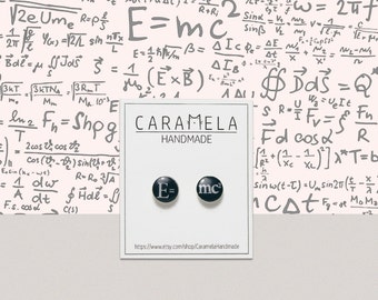 E=mc2 stud earrings Science Jewelry Albert Einstein stud earrings Einstein earrings Math earrings Geek Nerd earrings Gift Idea