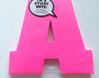 Monogram Sticky Notes - Letters A, H, J and L - Neon Pink & Orange