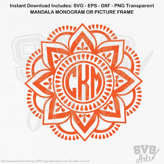 Mandala SVG EPS DXF & Png 1 Monogram Frame Design