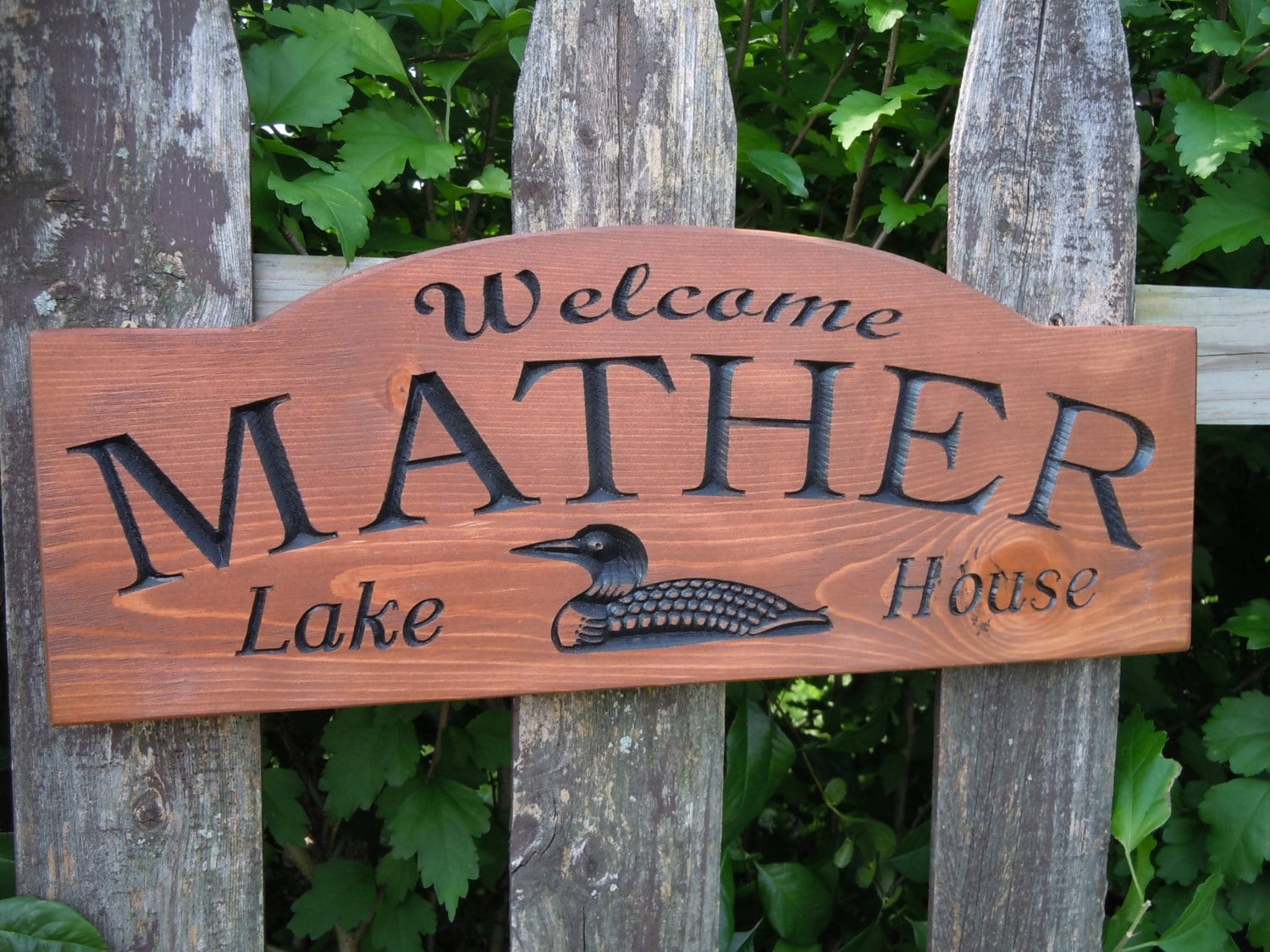 Outdoor Family Name Lake House Sign Personalized Custom Carved