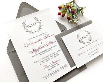 Burgundy And Grey Wedding Invitations 8