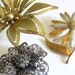 Flower Brooch Lot (3) Large 3-D Two Tone Filigree Vintage