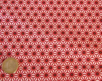 coupon 50 X 50 cm red geometric flowers patchwork fabric