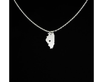 Illinois Necklace - State Jewelry - Illinois Gift - Illinois Jewelry
