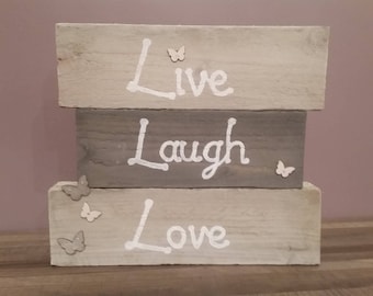 Live, laugh, love timber art