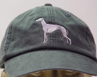 GREYHOUND DOG Hat - One Embroidered Men Women Cap - Price Embroidery Apparel - 24 Color Caps Available