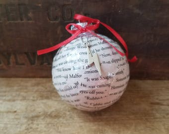 Harry Potter book pages ornament, upcycled book page ornament, book lover gift