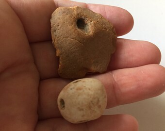 Two hag stones // odin stones // holey stones // fairy stones // adder stones // altar collection // good luck amulet // lucky charm