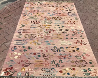 Turkish Rug, 5'' x 7'9'' Oushak Rug, Pink Rug, Turkish Oushak Rug, Kitchen Rug, Weddding Rug, Vintage Turkish Rug, Runner Rug, Pink Rug