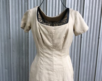 Vintage day dress from the 40's - silk crepe dress - Audrey Hepburn style