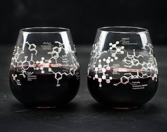 Chemistry of Red Wine Stemless Glass Set | But First Wine, Girlfriend Gift, Gifts for Men, Science Nerd Gift, Gifts for her, Wine Science
