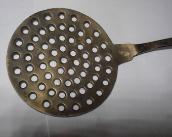 large viintage solid brass skimmer strainer, Kitchen or Hearth, 20 inches long
