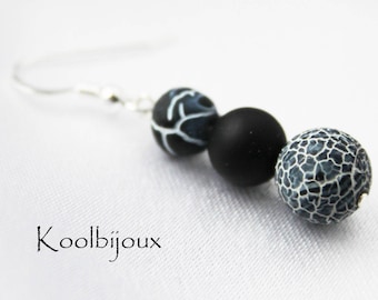 Black agate and Sterling Silver earrings