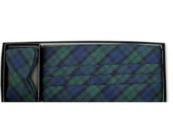 Black Watch Plaid Cummerbund and Self-tie Bow Tie