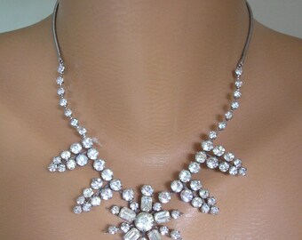 Crystal Bridal Necklace, Wedding Jewelry, Party Necklace, Prom Jewelry, Vintage Bridal Choker, Rhinestone Necklace, Great Gatsby, Art Deco