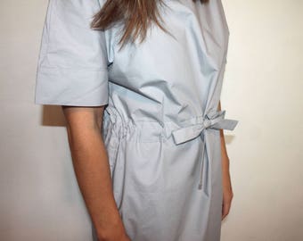 Retro cotton dress with belt